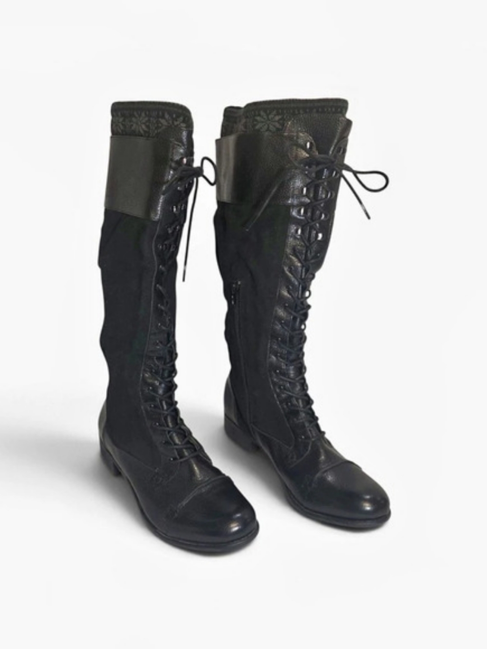 Gianni Bini Black Lace-Up Tall Heeled Boots